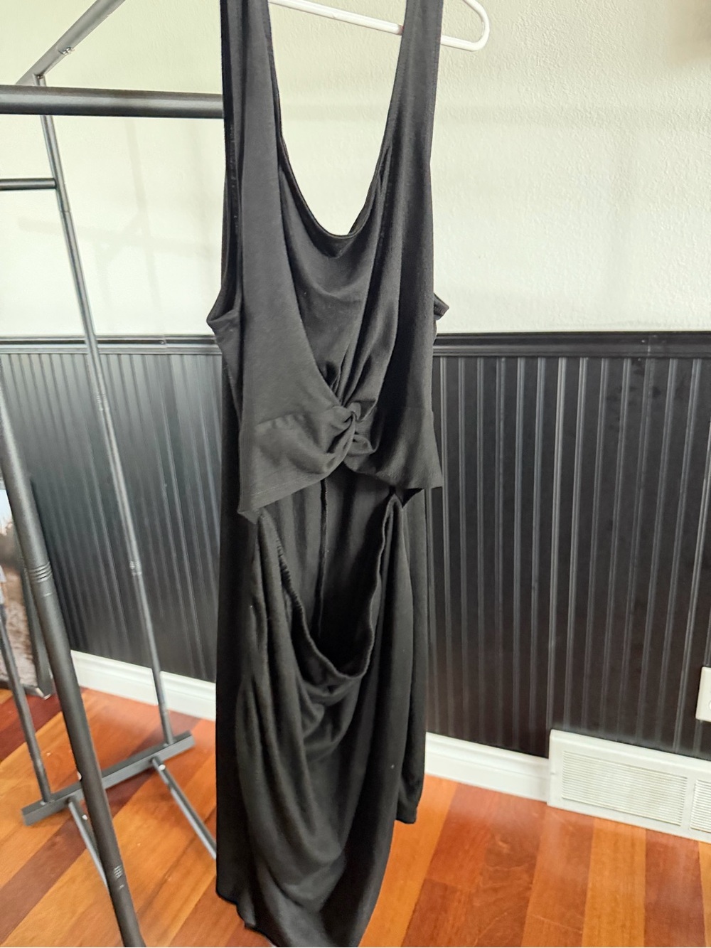 Black Sleeveless Knot-Front Mini Dress